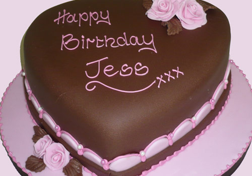 A chocolate heart birthday cake